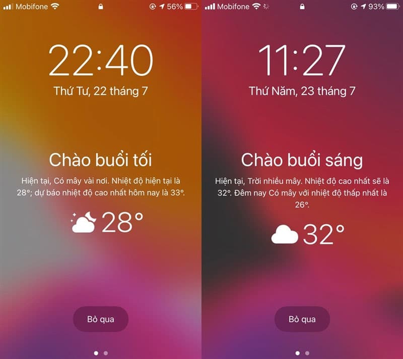Hướng dẫn hiển thị dự báo thời tiết trên màn hình khóa iPhone