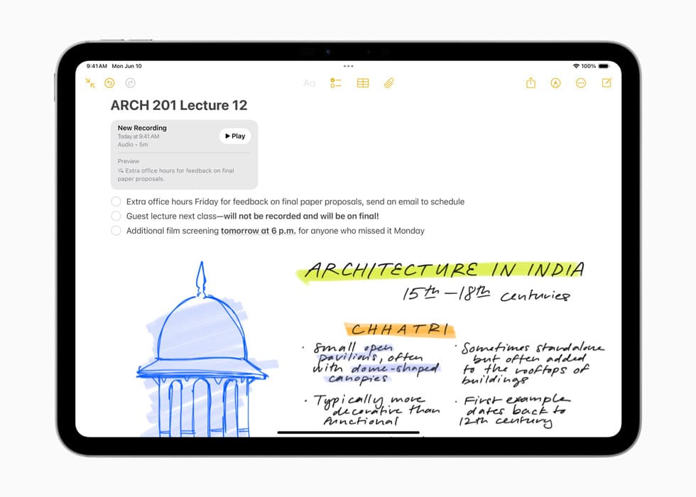 Ứng dụng Ghi chú có thể ghi, chép lại và tóm tắt âm thanh