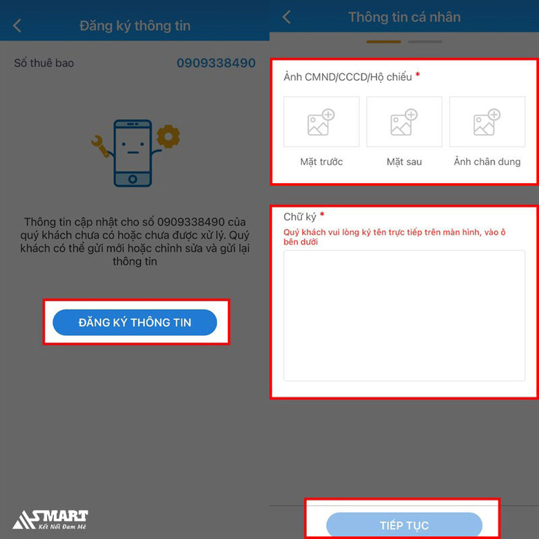 Đăng kí thông tin