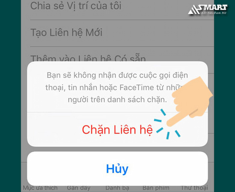 Bước 4: Xác nhận chặn bằng cách chọn Chặn liên hệ.