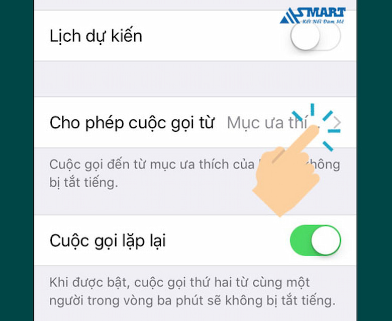 Bước 3: Sau đó, chọn Cho phép cuộc gọi từ