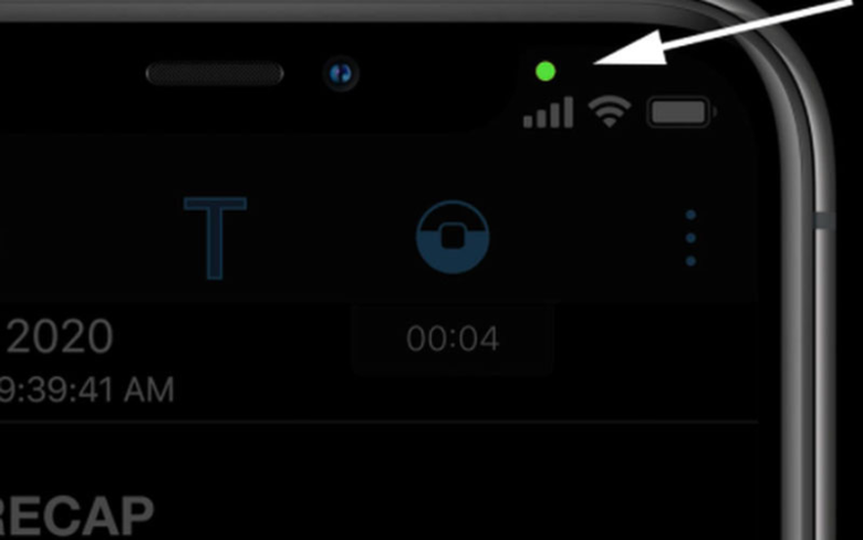 Đèn báo ở iPhone khi có ứng dụng truy cập camera và microphone.