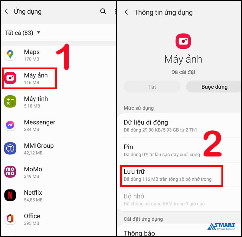 Xoá dữ liệu ứng dụng