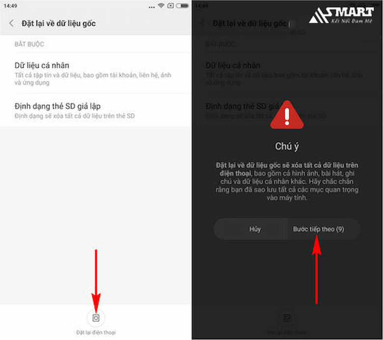 Khôi phục cài đặt gốc điện thoại Android
