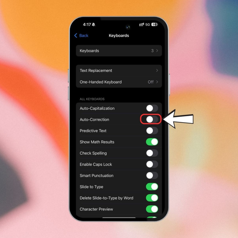 Bước 2 tắt tính năng dự đoán từ ngữ trên iPhone