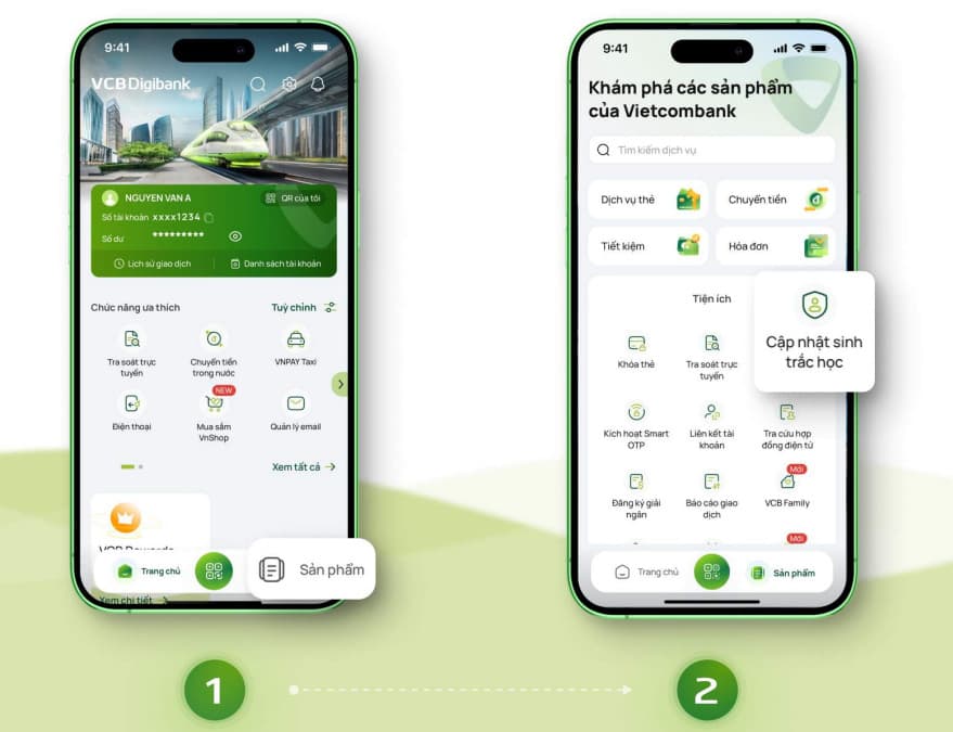 Bước 1: Cập nhật sinh trắc học