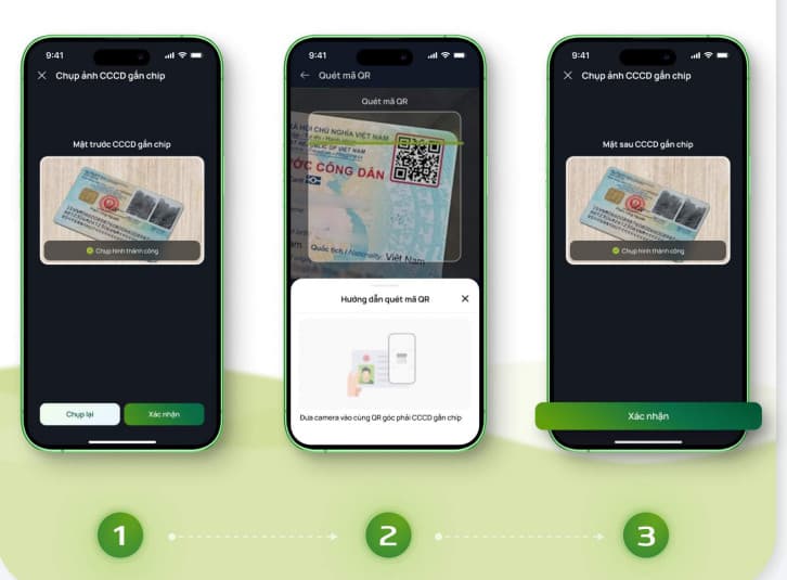 Bước 3: Cung cấp hình ảnh CCCD gắn Chip và chọn “Xác nhận”