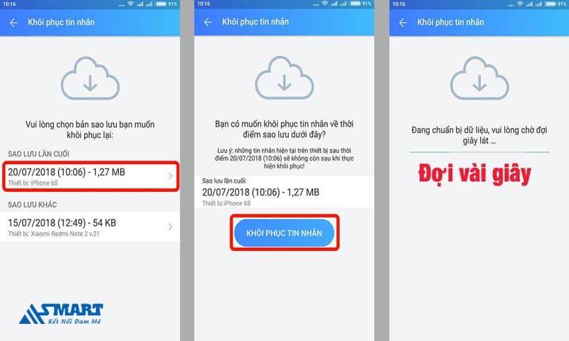 Các bước bật tính năng Sao lưu