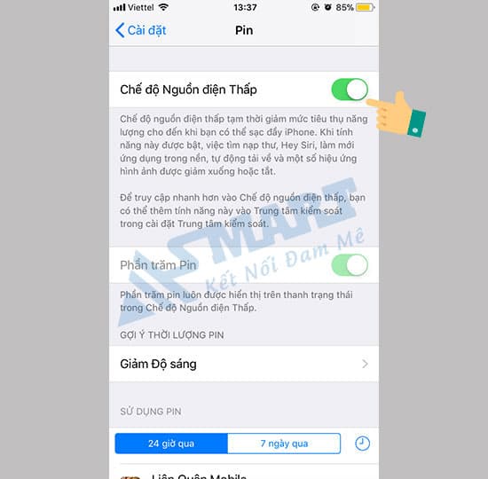 Sử dụng điện thoại ở chế độ nguồn điện thấp