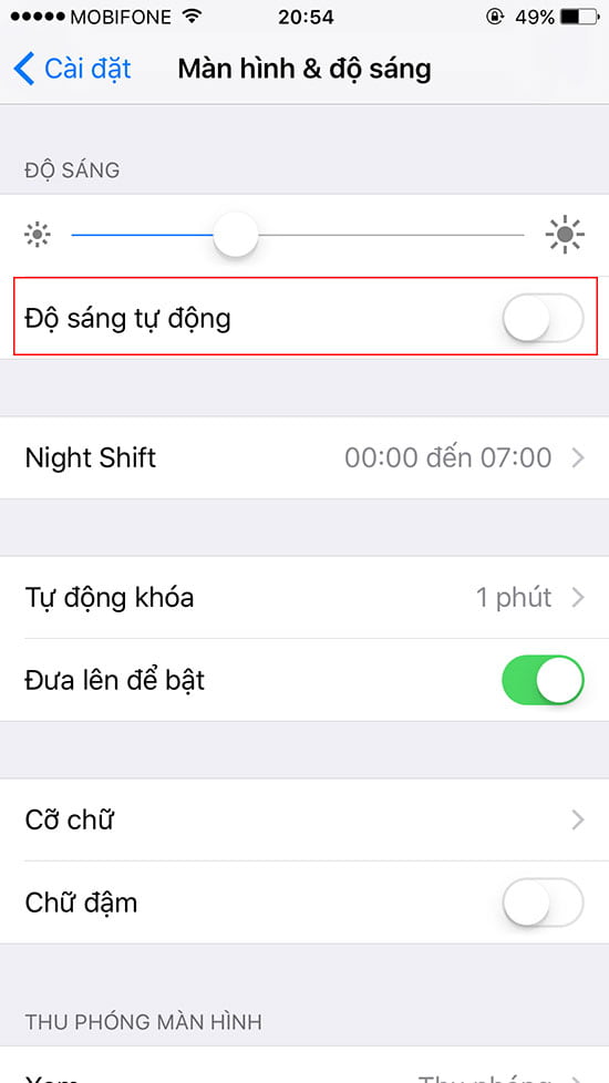 Điều chỉnh độ sáng màn hình phù hợp