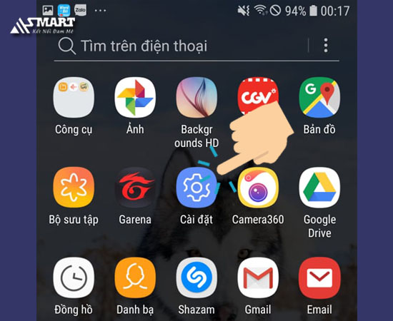 Bước 1: Đầu tiên bạn vào mục “Cài đặt”.