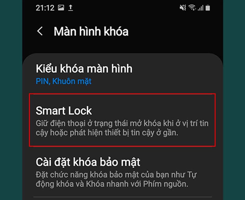 Các phương thức có trên Smart Lock