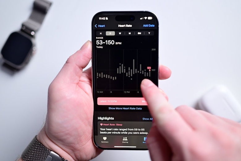 Xem dữ liệu nhịp tim của chúng tôi trong ngày trong ứng dụng Sức khỏe