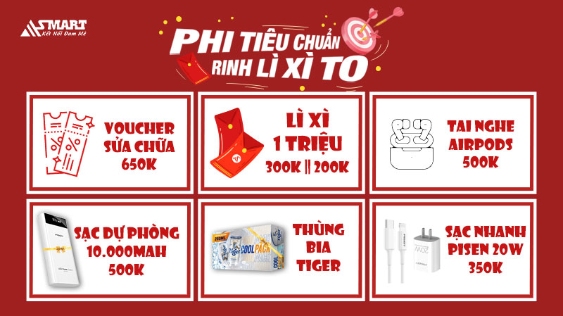 Phi Tiêu Chuẩn - Rinh Lì Xì To: Giảm Giá Sốc, Quà Tặng Khủng Tại Asmart
