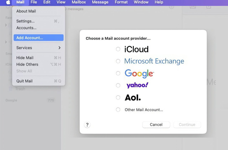 Cách thêm tài khoản email vào Apple Mail trên máy Mac