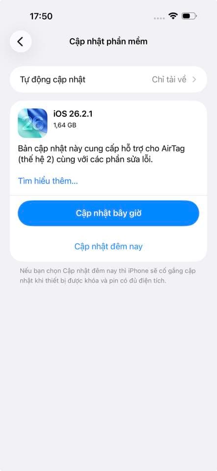 Cách cập nhật iOS 26.2.1 nhanh và an toàn