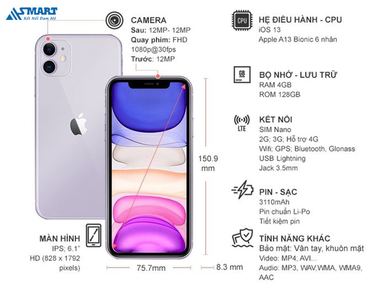 Hiệu năng sử dụng được tối ưu nhờ con chip A13 Bionic
