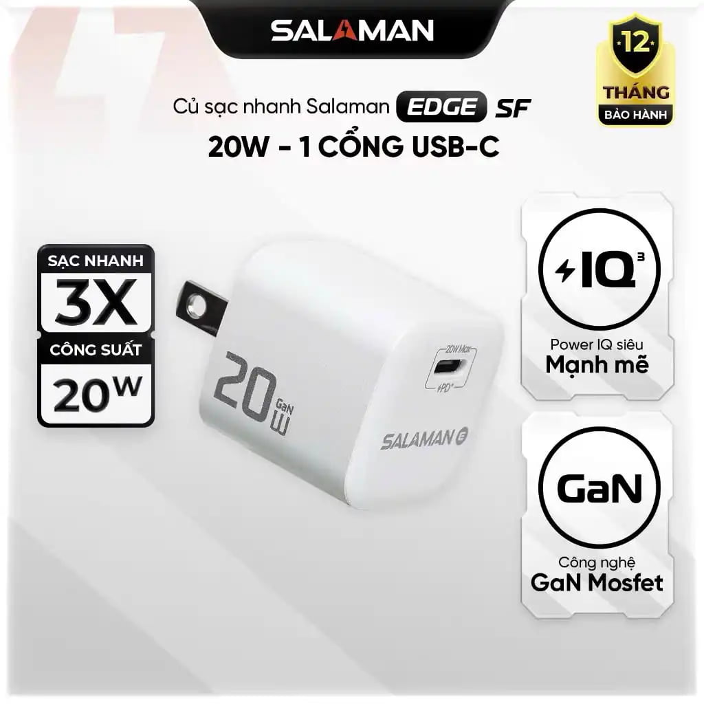 Công suất 20W giúp sạc thần tốc